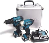 Verktygspaket Makita CLX224X (DF333D + TD110D); 12 V; 2x1,5 Ah batt.