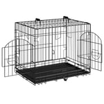 EUGAD Cage pour Chien, de Petite Taille, Cage Transport Chien Pliable, Cage Chien, 60x49x44cm, avec 2 Portes Verrouillables, Plateau Amovible, Poignées, en Métal, Noir,