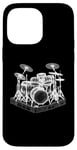 Coque pour iPhone 14 Pro Max Ensemble de batterie 3D Wireframe - Vintage Drummer Drums Lover