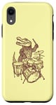 Coque pour iPhone XR Crocodile jouant de la batterie Batteur Crocodile Drumming Musicien