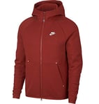 Nike Men M Nsw Tch Flc Hoodie Fz Sweatshirt - Mystic Red/White, X-Small