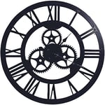 HOME DECO FACTORY Ho2926 - Horloge engrenage 70 cm Deco Murale Horloge, Bois-MDF, Noir, 70 X 3,5 X 70 cm