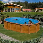 Piscine hors sol Amazonia Gre - 610x375 H132 cm - Filtre à sable - Décor bois sans jambe de force