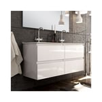Meuble de salle de bain 140cm double vasque - 4 tiroirs - sans miroir - blanc - balea - Blanc