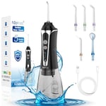 H2ofloss Water Flosser for Teeth Cordless, IPX7 Waterproof Oral Irrigator in 5 Modes, USB Recharged Water Dental Flosser with 30 Days Use, Gravity Ball for Upside Down Use, 300ml Water Tank (Black)