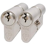 Yale KM3550-NP-KA Lot de 2 cylindres Double 1 étoile, avec Gel de qualité supérieure, 3 clés, Haute sécurité, Convient pour Tous Les Types de Portes, nickelés, 35:10:50 (95 mm)