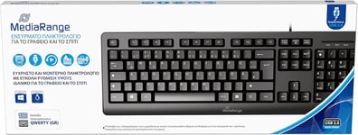 Clavier Filaire avec 105 Touches,Disposition QWERTY (GR),Clavier PC avec Port USB 2.0 Plug & Play,résistant aux éclaboussures et réglable en Hauteur,Noir