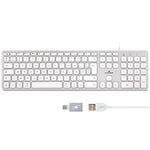 Bluestork Clavier Français AZERTY Filaire pour Mac - Touches Concaves et Silencieuses, 13 Raccourcis Multimédia, Adaptateur USB/USB-C - Nouveau 2022