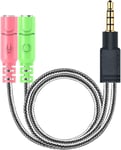 MillSO Headphone Mic Splitter Adapter, 3.5mm Aux Audio Y Splitter Cable, Stereo