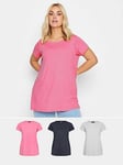 Yours Curve Core Basic T-Shirt 3 Pack - Multi, Pink, Size 20, Women