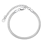 FOCALOOK Gourmette Femme Acier 16cm, Chaîne Bracelet à Maille Miroir 3mm de Large