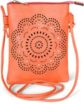 styleBREAKER Mini sac à bandoulière pour femme avec motif découpé au laser et strass, Pochette pour téléphone portable, sac à main 02012367, couleur:Orange