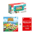 Nintendo Switch Turquoise: Timmy & Tommy's Edition+ Animal Crossing: New Horizons pre-installed Switch Online 12 Month Subscription Redemption Code