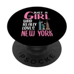 Womens New York Gift Just A Girl Who Really Loves New York PopSockets PopGrip: Swappable Grip for Phones & Tablets PopSockets Adhesive PopGrip