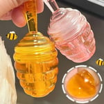 Honey Lip Oil Clear Lip Gloss Set, 2PCS Honey Bee Balm Moisturizing Liquid Lipst