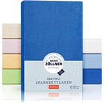 Julius Zöllner 8300113300 Drap housse tissu éponge lit enfant, Taille: 60 x 120 cm/70 x 140 cm, Couleur: bleu