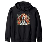 American English Coonhound Dog Halloween Watercolor Artwork Zip Hoodie