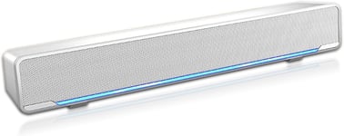 Barre de Son, Barre de Son stéréo Filaire USB Barre de Son stéréo 3D avec lumière respiratoire à LED Bleue pour Haut-parleurs de télévision/cinéma Maison, Jeux, projecteurs, 12 Pouces