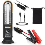 WORX - Démarreur et Booster de Batterie sans Fil 12V - Batterie Haute Capacité 12000 mAh - avec Lampe LED et Avertisseur SOS - 30 Démarrages par Charge - Outil Multifonction - Socle aimanté - WX852.1