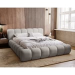 Lit adulte 160x200 cloud, Mousse épaisse, Stylé, Design Lit double - Lit avec sommier - Gris (Jupiter 21)