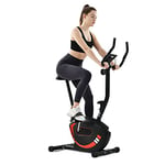 KOMOMOPLUS Ergometer MS199734BAA Vélo d'appartement avec selle de confort - Vélo d'exercice - Vélo elliptique stationnaire pour la maison et les femmes - Noir + rouge