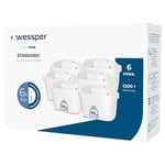 Wessper Cartouche Filtrante, Filtre à Eau Compatibles avec la Carafe Filtrante Brita Maxtra, Filtre avec Charbon Actif et résine échangeuse d'ions - 6 pièces