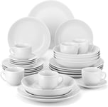 MALACASA Dinner Sets for 6 People, 30 Piece Gourmet Porcelain Plates and Bowls