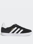 adidas Originals Kids Unisex Gazelle Trainers - Black/White, Black/White, Size 12 Younger