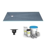 Receveur de douche à carreler 180 x 90 WEDI Fundo Primo rectangle écoulement excentré + bonde verticale + kit d'étanchéité