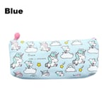 Unicorn Pencil Case Canvas Pen Bag Makeup Pouch Blue