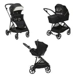 Chicco Trio Seety, Trio 3en1 avec Poussette, Nacelle et Siège Auto pour Bébé 40-80 cm, Comprenant la Poussette Seety avec Châssis Ultraléger, Système Modulaire Léger et Compact, 0 Mois - 4 Ans