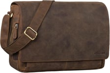 Tom' Sac Messenger Vintage en Cuir|Sac à Bandoulière Hommes Femmes|Sacoche Laptop 15 Pouces pour Bureau,Université,Travail|Sac en Cuir Véritable