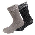 Sockor med alpackaull 2-pack, svart och beige