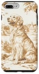 Coque pour iPhone 7 Plus/8 Plus Charmante toile de jouy beige golden retriever