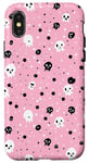 Coque pour iPhone X/XS Rose moderne à pois mignon fantôme effrayant pastel gothique rétro