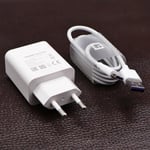 Chargeurs,Huawei Super chargeur Original USB mur voyage rapide adaptateur Mate30 Mate 20X 5G 20 10 9 pro RS - Type EU with 5A cable