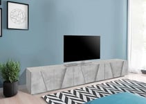 Dmora - TV stand Lucas, Low sideboard for living room, TV stand base, 100% Made in Italy, cm 244x44h46, Dark cement