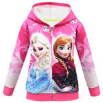 Frozen 3-8 år Barn Flickor Kappa med Huva Hoodies Dragkedja Långärmad Jacka Jumper Pullover Toppar[HK] Rose Red 4-5 Years