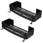 Hodzeed Colle Étagère de Salle de Bain sans Perçage Noir, Panier de Douche Panier de Rangement D'organisateur de Douche pour Shampooing (Aluminium Rectangle 2packs)