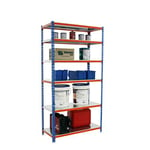 SimonRack Étagère Rangement et 6 Niveaux, 180 kg Capacité de Charge et Point de Flexion, 2500x800x500 mm, Étagère Charge Lourde, Étagère Garage, Bleu/Orange/Galvanisé - Simonclick