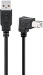 USB 2.0 Hi-Speed printerkabel, 90° vinklet, 0,5 m - sort