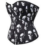 Moent Plus Size Skull Print Shapewear,Women's Push Up Boned Corsets Control Trimming Waist Outfit,Valentine's Day Sexy Underwear(Black-XL)