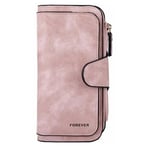 Leather Wallet Multi Card Pockets Zip Card Holder Wallet For Cash Pink Free Size