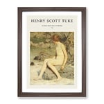 Cupid And Sea Nymphs By Henry Scott Tuke Exhibition Museum Painting Framed Wall Art Print, Ready to Hang Picture for Living Room Bedroom Home Office Décor, Walnut A3 (34 x 46 cm)