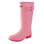 Foinledr Bottes de Pluie Femme Bottes Caoutchouc Femme Botte Bottes Pluie Femme Bottines de Pluie Botte Jardin Jardinage Rain Boots, Rose, 37 EU