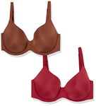 Amazon Essentials Soutien-Gorge à Couverture complète Femme, Lot de 2, Chocolat/Rouge, 105A