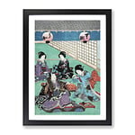 Tea House By Utagawa Kunisada Asian Japanese Framed Wall Art Print, Ready to Hang Picture for Living Room Bedroom Home Office Décor, Black A3 (34 x 46 cm)