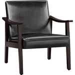 Yaheetech Fauteuil de Salon avec Accoudoirs Courbes Chaise Ergonomique Cadre en Bois d’hévéa pour Salon Chambre Salle de Séjour Bureau 62×70×74 cm Noir