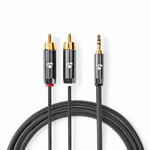 Nedis Profigold CAT-B22200 3.5 mm-2RCA ljudkabel, 5 meter