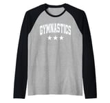 Gymnastics All White Stars Classic Retro Varsity Text Raglan Baseball Tee